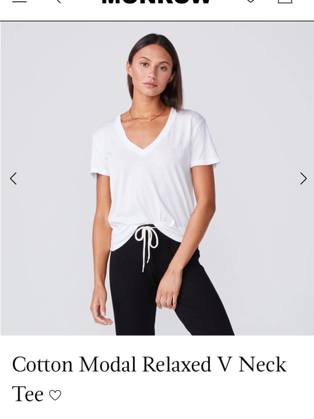 Monrow white v neck t shirt cotton modal size s Preowned